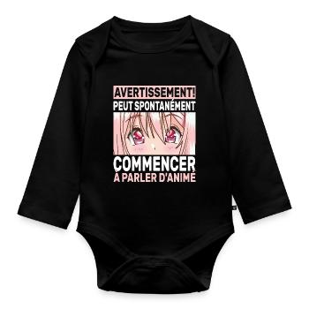 Japonais Otaku Japon Drôle Manga Kawaii Animé - Body Bébé bio manches longues - noir - Devant