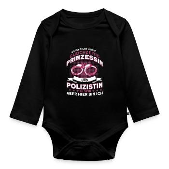 Polizistin Prinzessin - Baby Bio-Langarm-Body - Schwarz - Vorne
