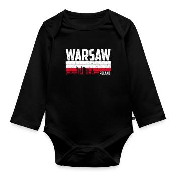 Warschau Polen - Baby Bio-Langarm-Body - Schwarz - Vorne