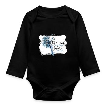Pusteblumen Pusteblume Löwenzahn Blume Wildkraut - Baby Bio-Langarm-Body - Schwarz - Vorne