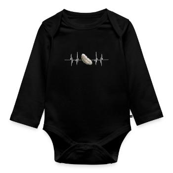 My Heart Beats for Oyster Fun Pun Oyster - Organic Longsleeve Baby Bodysuit - black - Front