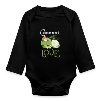 Coconut Fruit Caribbean Vacation - Organic Longsleeve Baby Bodysuit - black - Front