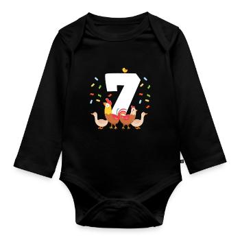 7ème anniversaire de bébé - Body Bébé bio manches longues - noir - Devant