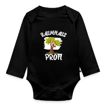 Baumhaus Bauen Profi Papa Vater Heimwerker - Baby Bio-Langarm-Body - Schwarz - Vorne