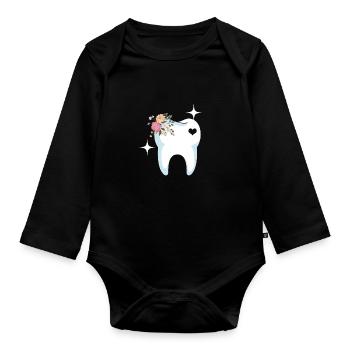 Dentiste cadeau de dent - Body Bébé bio manches longues - noir - Devant