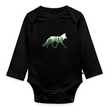 Fuchs Natur Wald - Baby Bio-Langarm-Body - Schwarz - Vorne