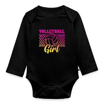 Volleyball Players Volleyball Girls - Organic Longsleeve Baby Bodysuit - black - Front