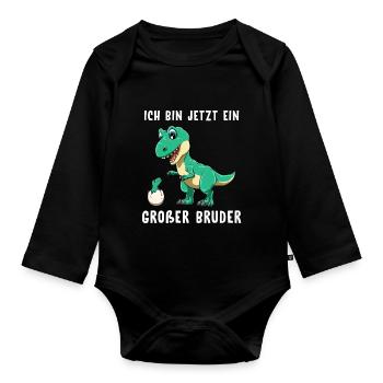 Ich bin jetzt ein Großer Bruder - Baby Bio-Langarm-Body - Schwarz - Vorne