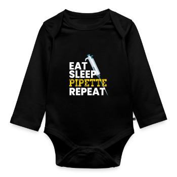 Eat Sleep Pipette Repeat Microbiologie - Body Bébé bio manches longues - noir - Devant