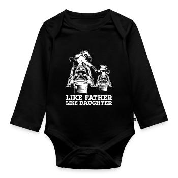 Schneemobil Vater und Tochter Geschenk - Baby Bio-Langarm-Body - Schwarz - Vorne
