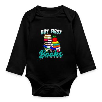 Books Book Reading Literature - Organic Longsleeve Baby Bodysuit - black - Front
