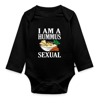 I Am Hummus Lover Hummus Funny Hummus - Organic Longsleeve Baby Bodysuit - black - Front