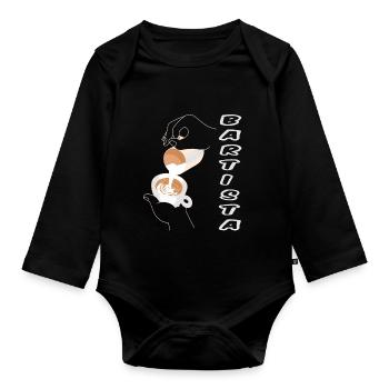 Bartista Barista Bart Kaffee Coffein Geschenk - Baby Bio-Langarm-Body - Schwarz - Vorne