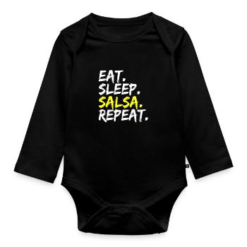 Eat Sleep Salsa Repeat Tanz Outfit Latina Latino - Baby Bio-Langarm-Body - Schwarz - Vorne