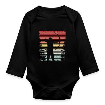 Tir à l’arc Archer motif vintage - Body Bébé bio manches longues - noir - Devant