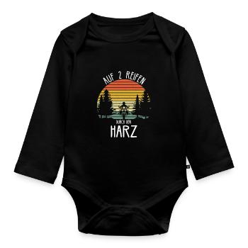 Harz Motorrad Biker Harzer Brocken Geschenkidee - Baby Bio-Langarm-Body - Schwarz - Vorne