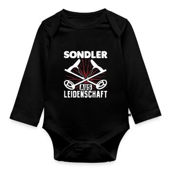 Sondler Aus Leidenschaft Sondel Sondengänger - Baby Bio-Langarm-Body - Schwarz - Vorne