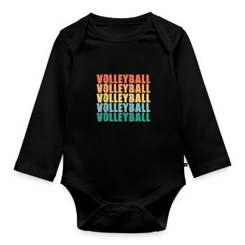 Retro Volleyballer Volleyball Set Volleyball Team - Baby Bio-Langarm-Body - Schwarz - Vorne