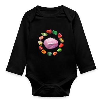 Mineralien Steine Geologie Sammler Mineral Geologe - Baby Bio-Langarm-Body - Schwarz - Vorne