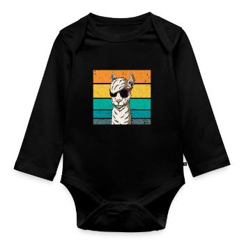Alpaca Cool Sunglasses - Organic Longsleeve Baby Bodysuit - black - Front