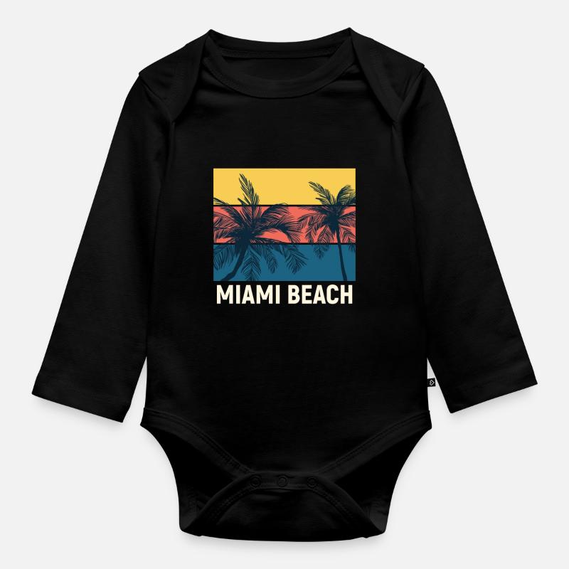 Miami Beach - Baby Bio-Langarm-Body - Schwarz