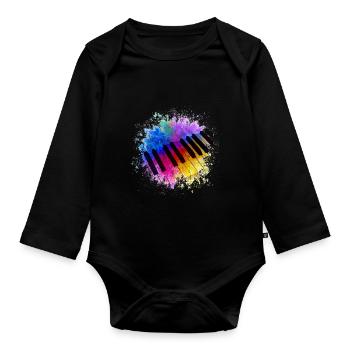 Piano Piano Music Gift Piano Digital Piano - Organic Longsleeve Baby Bodysuit - black - Front