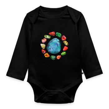 Mineralien Steine Geologie Sammler Mineral Geologe - Baby Bio-Langarm-Body - Schwarz - Vorne