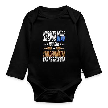 Straßenbauer Werkzeuge Straßenwärter Geschenk - Baby Bio-Langarm-Body - Schwarz - Vorne