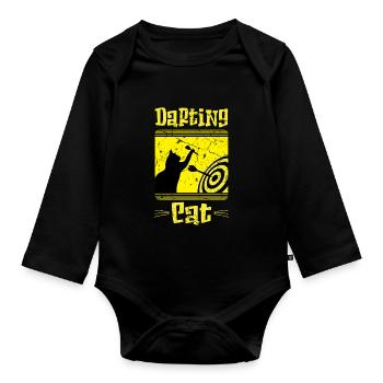 Dartspieler Katze Dart sport - Baby Bio-Langarm-Body - Schwarz - Vorne