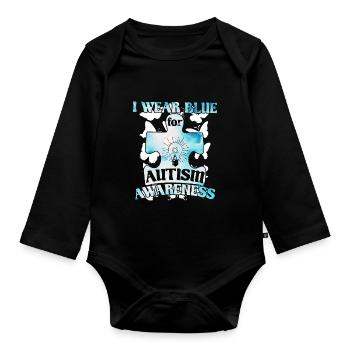 Autism Autistic Asberger Autism Awareness Puzzle - Organic Longsleeve Baby Bodysuit - black - Front