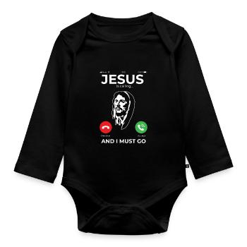 Jesus Katholisches Christliches Geschenk - Baby Bio-Langarm-Body - Schwarz - Vorne