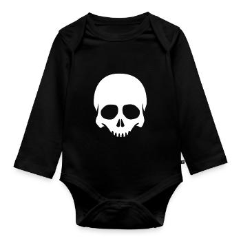 Tête de squelette squelette squelette - Body Bébé bio manches longues - noir - Devant