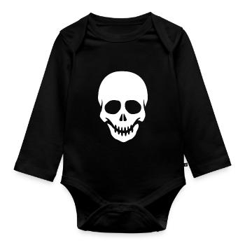 Tête de squelette squelette squelette - Body Bébé bio manches longues - noir - Devant