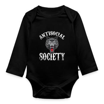 Antisocial society - Organic Longsleeve Baby Bodysuit - black - Front