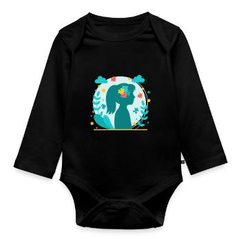 Autism Autistic Asberger Autism Awareness Puzzle - Organic Longsleeve Baby Bodysuit - black - Front