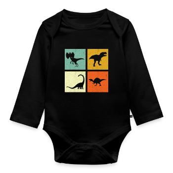 Dino Dinosaur - Organic Longsleeve Baby Bodysuit - black - Front
