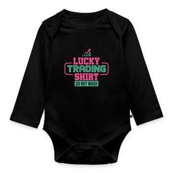 Lucky Trading Shirt Day Trader Stock Exchange Trading - Organic Longsleeve Baby Bodysuit - black - Front
