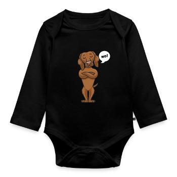 Sturer Magyar Vizsla chien drôle - Body Bébé bio manches longues - noir - Devant