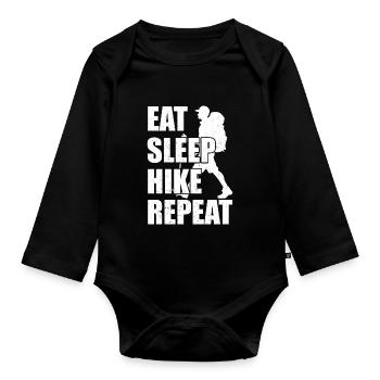 Eating Sleeping Hiking Repeat Wanderers - Organic Longsleeve Baby Bodysuit - black - Front