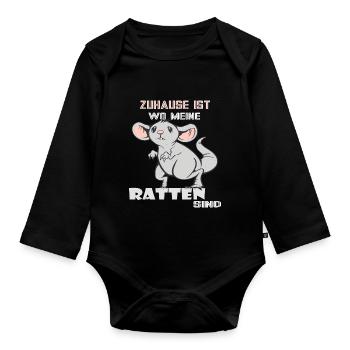 Rat Rat Rodent - Organic Longsleeve Baby Bodysuit - black - Front
