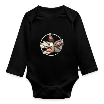 Funny Donkey Esel Maultier - Baby Bio-Langarm-Body - Schwarz - Vorne