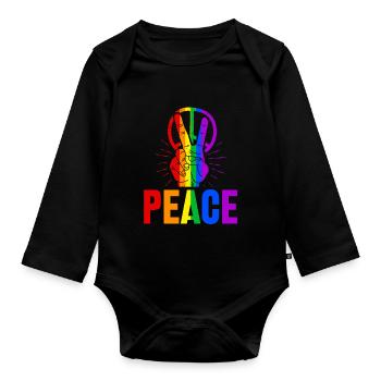 Regenbogen Gay Peace T-shirt Geschenk - Baby Bio-Langarm-Body - Schwarz - Vorne