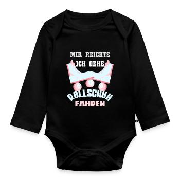 Rollschuh Rollschuhe Rollschuhlaufen Geschenk - Baby Bio-Langarm-Body - Schwarz - Vorne