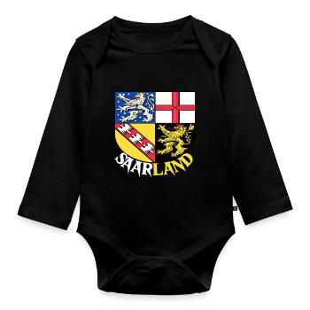 Saarland Saarländer Saarbrücken Flag Gift - Organic Longsleeve Baby Bodysuit - black - Front