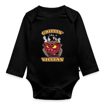 Grilling like a villian BBQ Grilling Funny - Organic Longsleeve Baby Bodysuit - black - Front