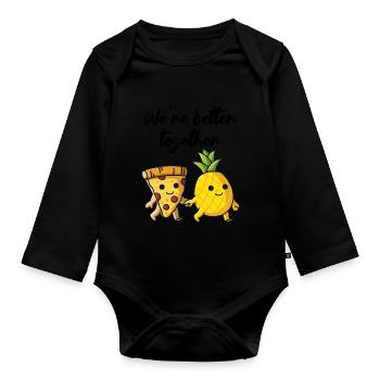Pizza Hawaii Ananas Pizza essen Pizza & Ananas - Baby Bio-Langarm-Body - Schwarz - Vorne