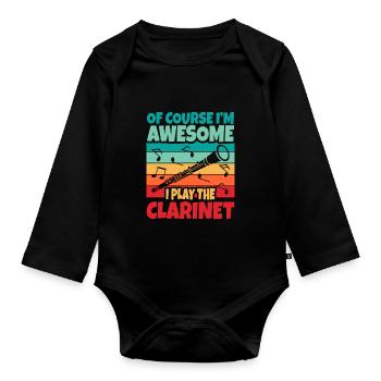 clarinet - Organic Longsleeve Baby Bodysuit - black - Front