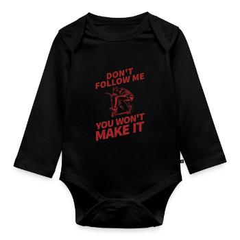 Cooles Stunt Scooter Tretroller Skater Geschenk - Baby Bio-Langarm-Body - Schwarz - Vorne