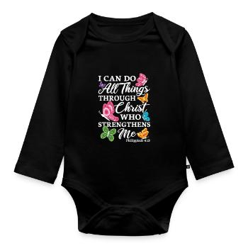 Do All Things Through Christ Religion Biblevers - Body Bébé bio manches longues - noir - Devant