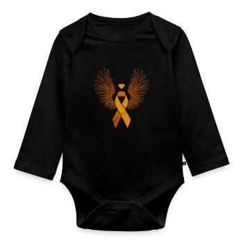 Cancer du sang de leucémie de ruban orange ailé - Body Bébé bio manches longues - noir - Devant